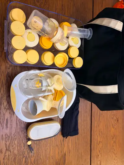 Medela Double Electric Pump – Like New + Bottles, Tote, Bra, View more