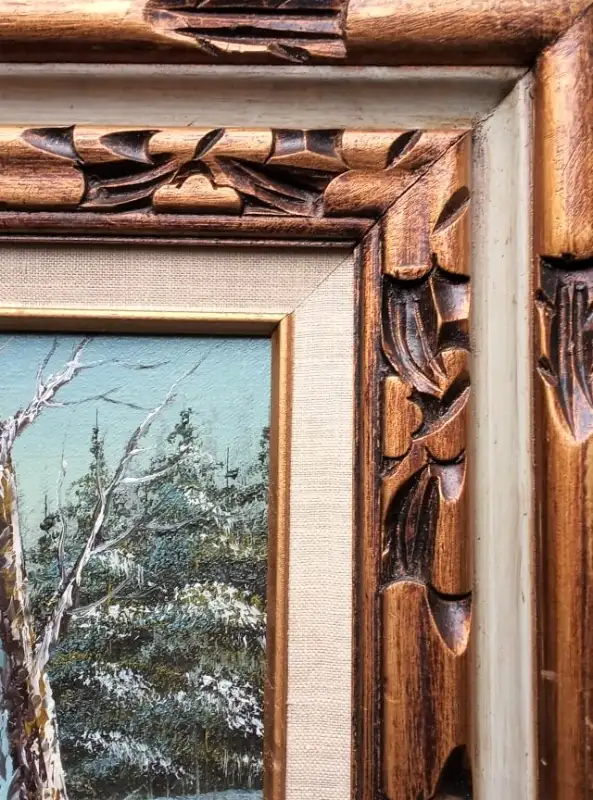 Lovely Serene Vintage Framed Original Winter Woods Oil Painting! in Arts & Collectibles in London - Image 7