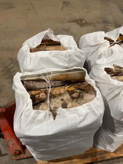 Roughy 120lbs bag of birch firewood been drying for the past year pick up location is 75 street argy...