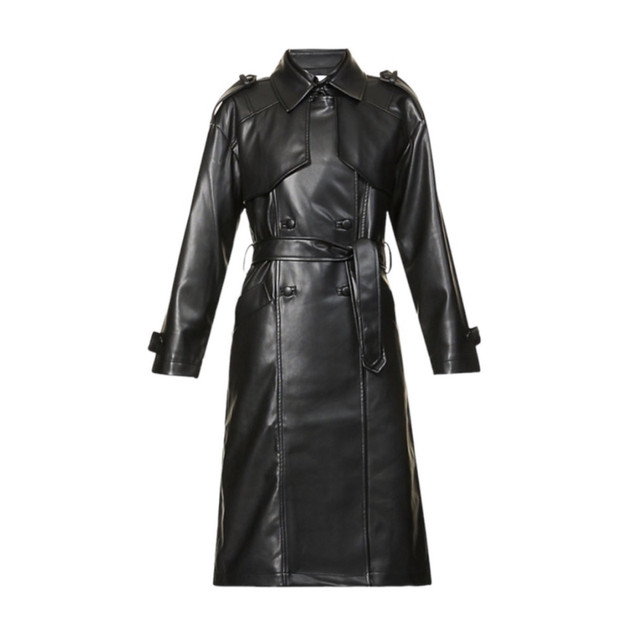 ANINE BING FINLEY FAUX LEATHER TRENCH COAT IN BLACK SZ SMALL in Women's - Tops & Outerwear in City of Toronto - Image 2