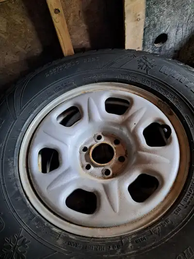 Brand new Goodyear snow tires on 16 inch steel Frontier rims