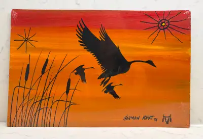 Original unframed acrylic paintings on cardboard by the Indigenous Canadian artist Norman Knott (194...