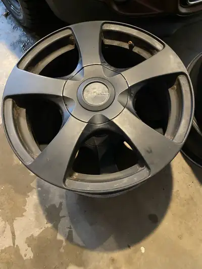 Core 17 inch Racing Jive black rims. Bolt patterns 5x114.3 and 5x120. Satin black. Three rims excell...