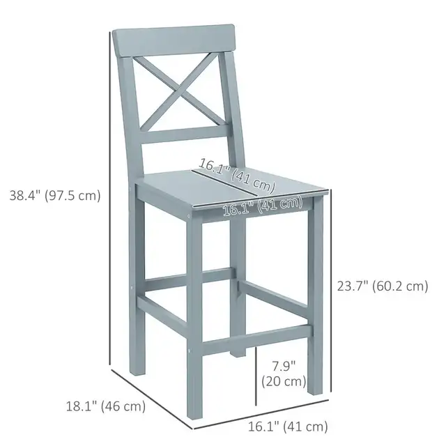 Grey Farmhouse Counter Height Stool, Bar Stool with Back,  in Chairs & Recliners in Markham / York Region - Image 2