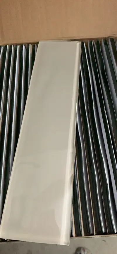 one box of glass tiles, View more