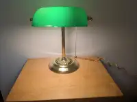 Bankers Desk Lamp with Green Glass Shade