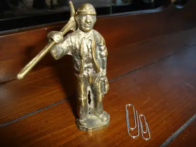 SOLID BRASS CORNISH TIN MINER pick over shoulder(CornwallEngland, View more