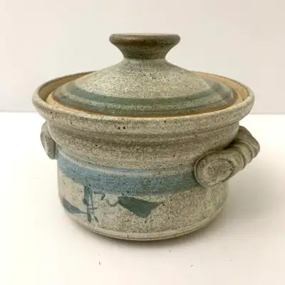 Ceramic Pot With Lid Kitchen Crock Serving Dish Rustic, View more