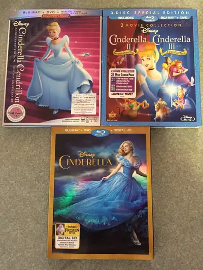 Disney Blurays with dvds Cinderella 1 2 3 Cinderella Live Action, View more