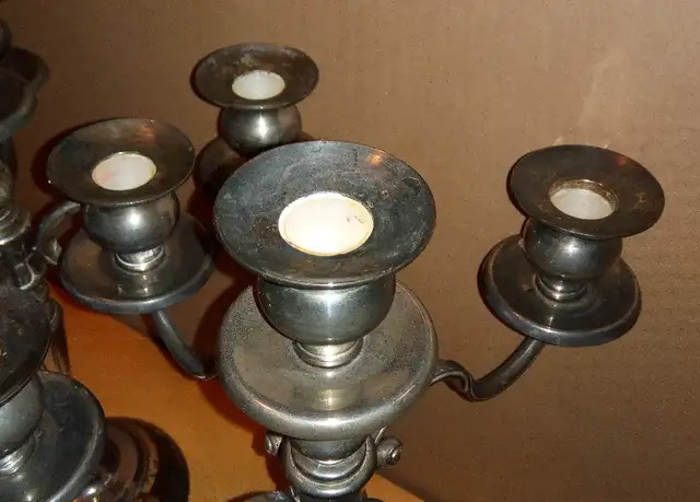 Empire style Pair Five-branch Candle Holders, Silvered in Home Décor & Accents in City of Montréal - Image 4