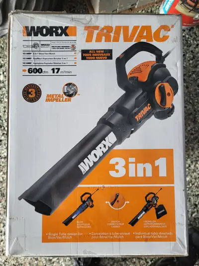 Souffleuse/déchiqueteuse/aspirateur électrique 3-en-1 WORX WG522, View more