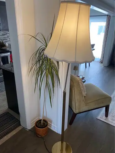 Tall golden metal floor lamp - 5 ft, View more