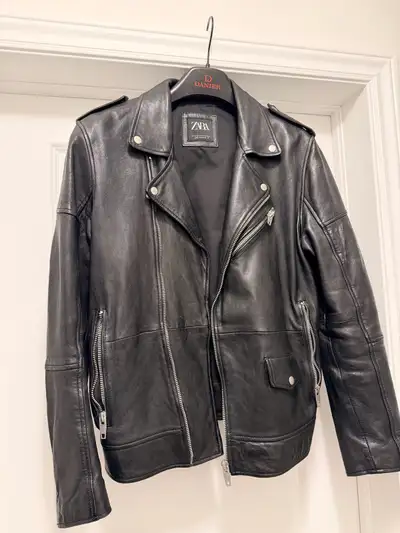 Zara leather biker jacket men’s XL, View more