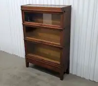 Antique barrister bookcase GW walnut 3 tier 5 part c1910s drawer