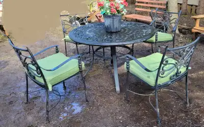 Aluminum Patio Table 4 Cast Iron Chairs, View more