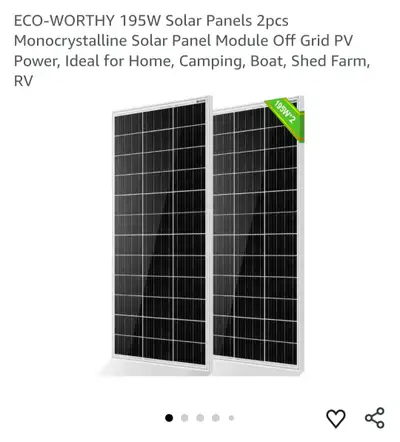 $100 each or $200 for the set.Just about $0.51 per watt! Selling a brand new, unused pair of ECO-WOR...