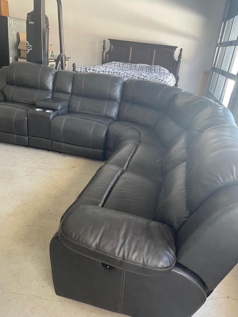 Top Grain Leather Power Reclining Sectional, Brown Couches & Futons