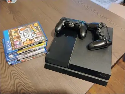 PS4 Console with 2 controllers and 7 games!, View more