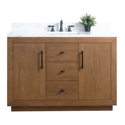 48”W Bathroom Vanity with Arabescato Engineered Marble Top – NEW, View more