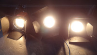 3 Pulsar 600W Photo Stage Studio Lights, Barndoors stands, case