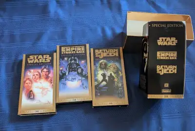 VHS STAR WARS TRILOGY 1997 SPECIAL EDITION BOX SET 20TH CENTURY FOX VIDEO RELEASE GOLD BOX CONTAINS...