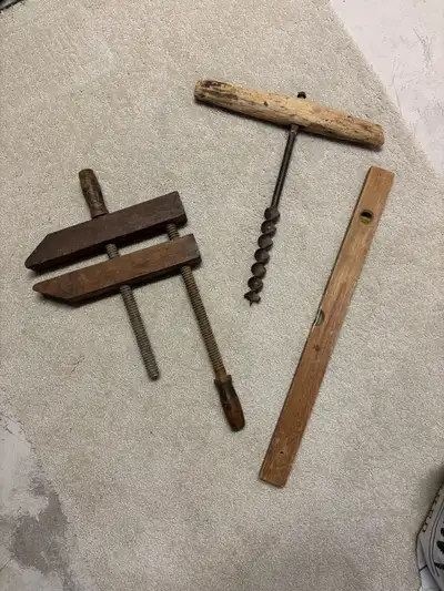 Price is for all. I have a collection of historical antique woodworking tools, including a brace dri...