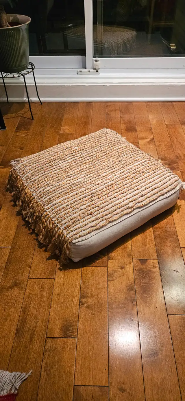2 Structube Jute Braided Poufs