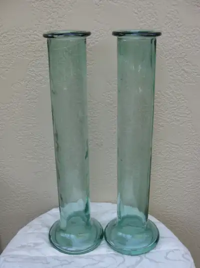 Pair of Very Tall Glass Vases or Stands, View more