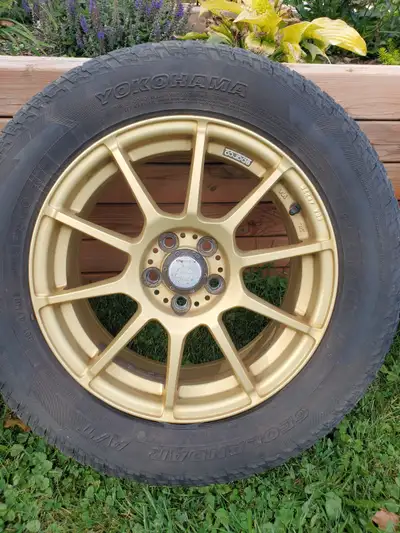 Size: 16x7 Offset: +48mm Bolt Pattern: 5x100mm ***Tires on rims are no good, must be replaced***