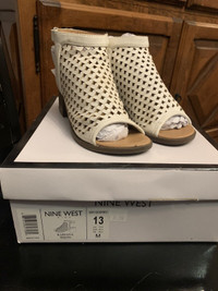 Nine West girls white sandals heart pattern with heels size 13