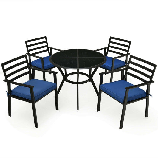5 Pieces Outdoor Patio Dining Chair Table Set with Cushions in Patio & Garden Furniture in Cambridge - Image 4