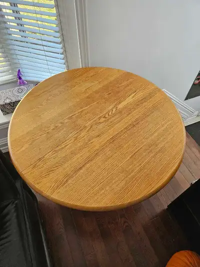 Oak Round Dining Table with 2 Extensions, 42"–66", View more