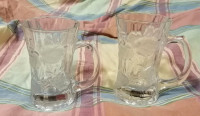 2PCS SOGA GLASS FLOWER RELIEF MUGS MADE IN JAPAN