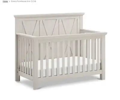 MONOGRAM BY NAMESAKE Emory Farmhouse 4-in-1 Crib Cloud White, View more