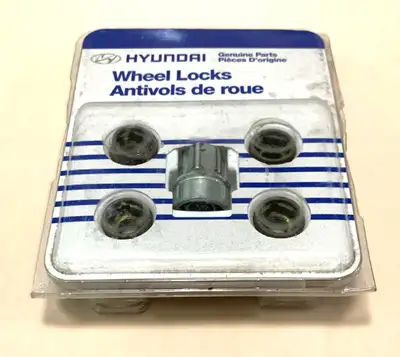 Genuine Hyundai alloy Wheel Lock Set (Part #000AM-02374). The construction is through-hardened one-p...