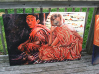 Large Painting..Oil on canvas..monks