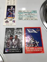 NEW YORK RANGERS Pocket Schedules and Ticket Stubs.