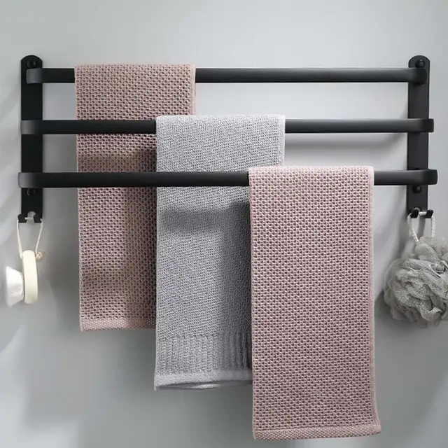 80CM Towel Rack Towel Bar Bathroom - Black in Bathwares in Markham / York Region - Image 2