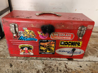 Vintage Red Metal Mechanic's Tool Box/Chest