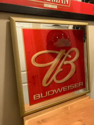 Vintage Budweiser Xlarge Beer Bar mirror Mint, View more