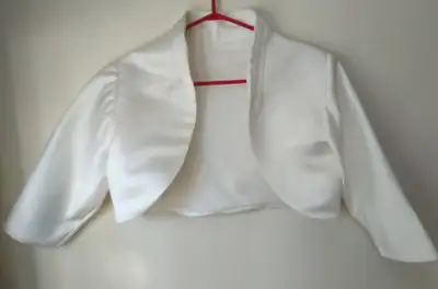 Ladies Cream Satin Short Jacket Size Small, View more