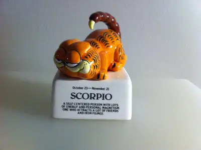 Garfield - Vintage "Scorpio" Zodiac Garfield Ceramic Figurine, View more