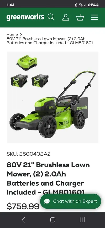 Lawn mower cordless 21 inch, View more