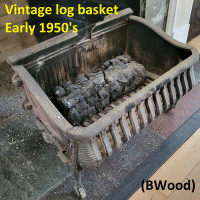 Fireplace Log Grate - Heavy Cast Iron, Vintage (1)