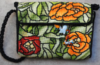 Purse, Cloisonne Floral, Hand-Made, Fully Lined
