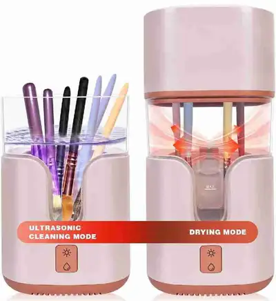 2 In 1 Electric Makeup Brush Cleaner Ultrasonic Cleaner Machine With 95°F Hot Air Cycle Dryer -Ultra...