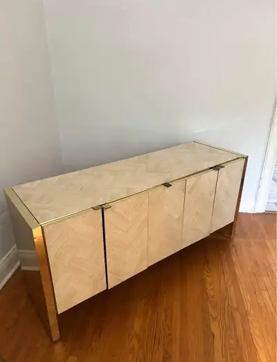 Vintage Ello Travertine and brass sideboard/dresser, View more