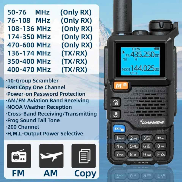 Quansheng UV 5R PLUS (UV-K5) VHF/UHF Ham Airband Radio Unlocked in General Electronics in City of Toronto