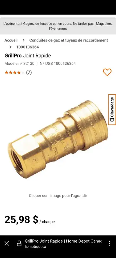 Quick Connect Socket For Gas BBQ Joint Rapide, View more