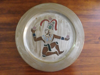 Mexican Alpaca Plates with Aztec Figure